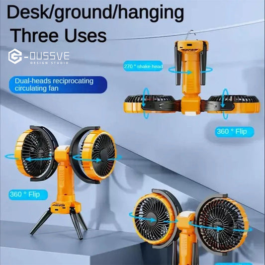 G-OUSSVE|360-Degree Rotating Dual-Head Fan with Oscillation