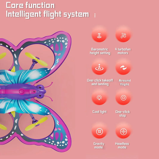 Butterfly Drone for Kids - LED Lights, Altitude Hold, Headless Mode, and 360° Flip RC Quadcopter