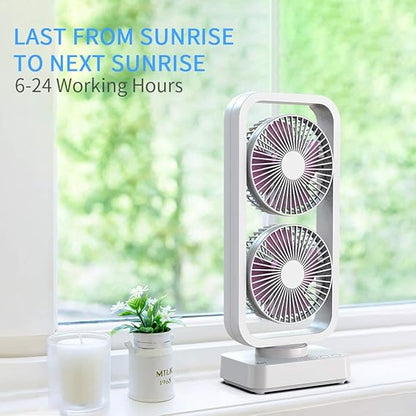 Forty4 10000mAh Oscillating Battery Operated Fan with Dual Headsless Portable USB Fan