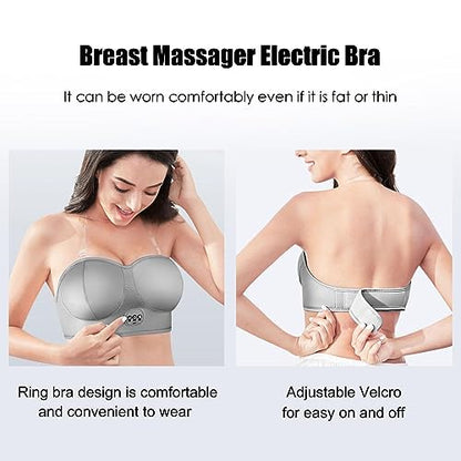 ERICSF Smart Electric Breast Massager USB Rechargeable Bra with Smart Heating Function - Breast Massager for Breast Growth and Firming (Gray)