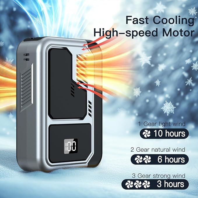 4-in-1 Portable Waist Fan Hands-Free Waist Clip for Work Outdoor Travel (Grey)