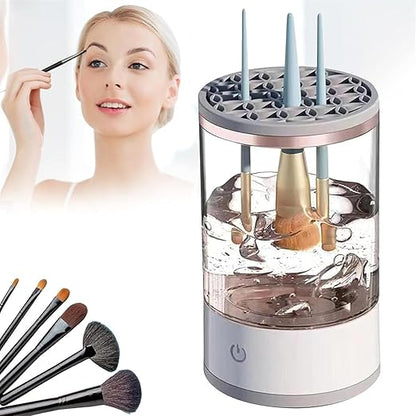 Makeup Brush Cleaner Cosmetic And Spongue Brush Cleaner, Automatic Spinning Makeup Brush Cleaner BEST Birthday Party Gift(COLOUR) WHITE